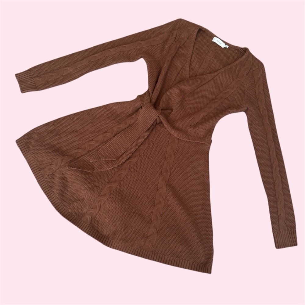 Anthropologie Greylin Sweater Wrap Dress, Brown, Size Medium